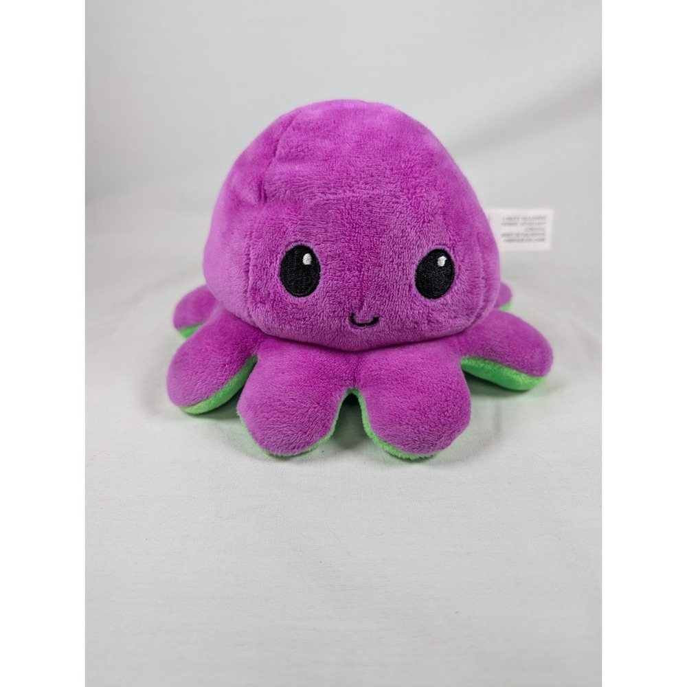 Teeturtle Reversible Octopus Plush Purple Green Frown Angry Happy